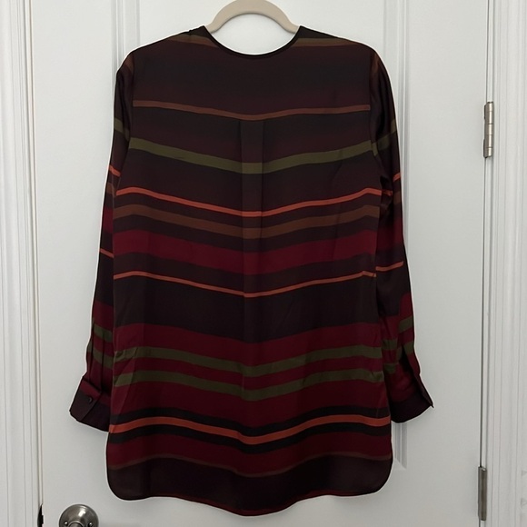 Lafayette 148 Prisha Autumn Sheen Rust Stripe Tunic Blouse Size Small - Picture 15 of 17